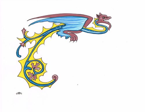 A dragon and I forget the manuscript it's from. Used on the Ice Dragon 2023 category winner cards.