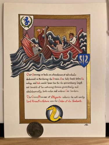 Based on a page from the Life of St. Brendan, words by Vicereine Angelica de Nova Lipa.